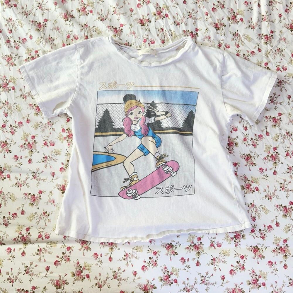 Philosophy of Love anime skateboarder girl graphic tee XS